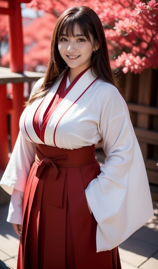 巨乳で清楚な巫女さんを剥いちゃいました!