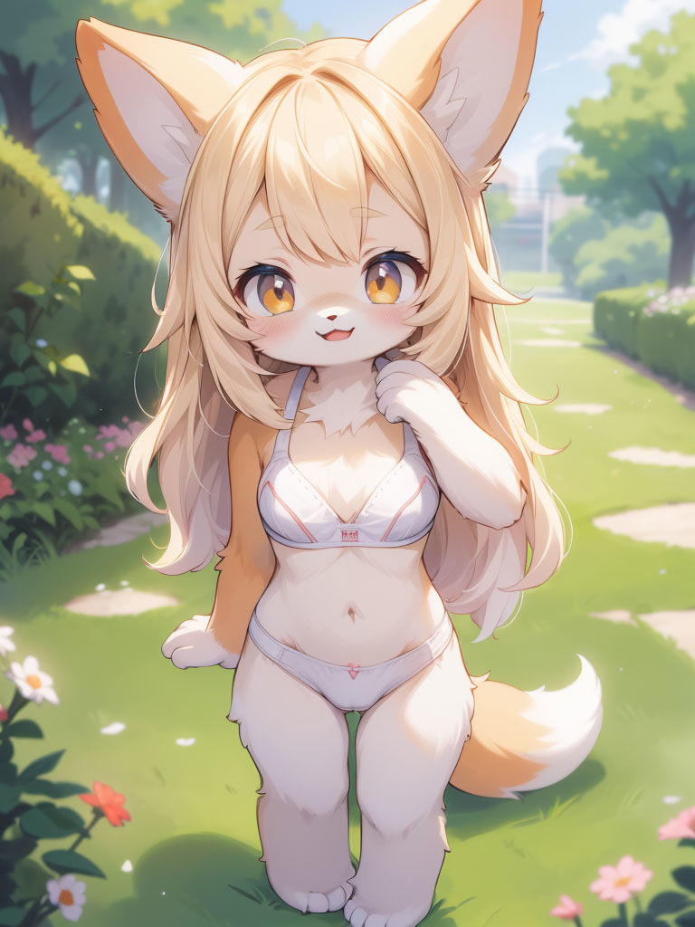 下着姿のケモ耳娘