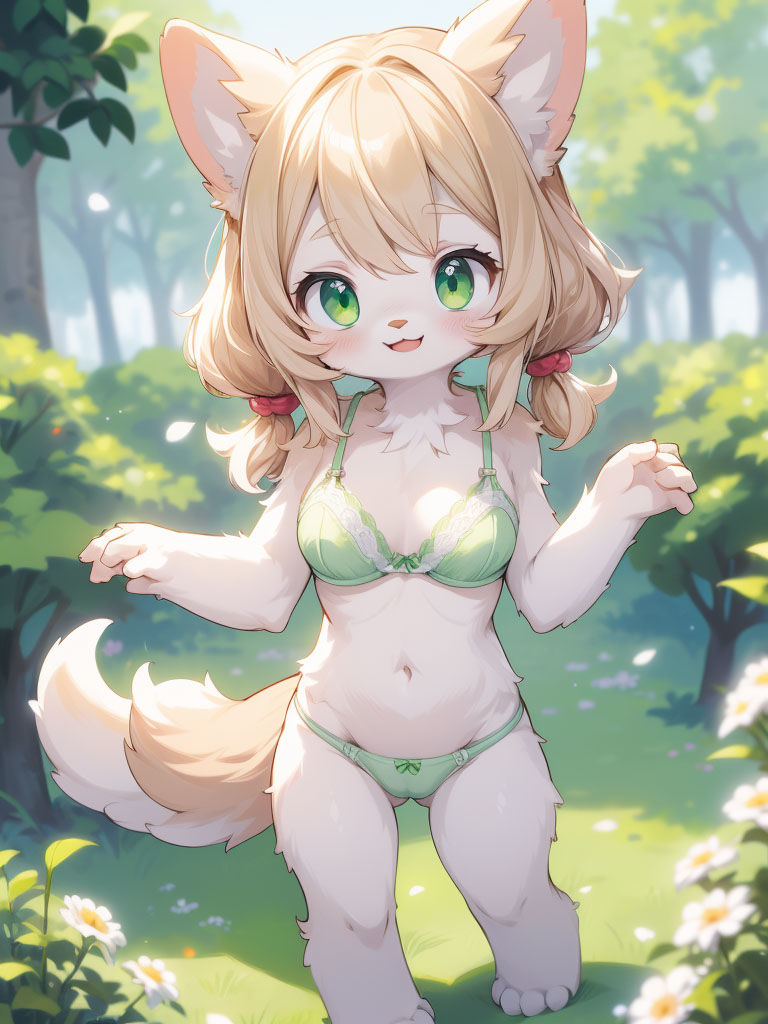 下着姿のケモ耳娘