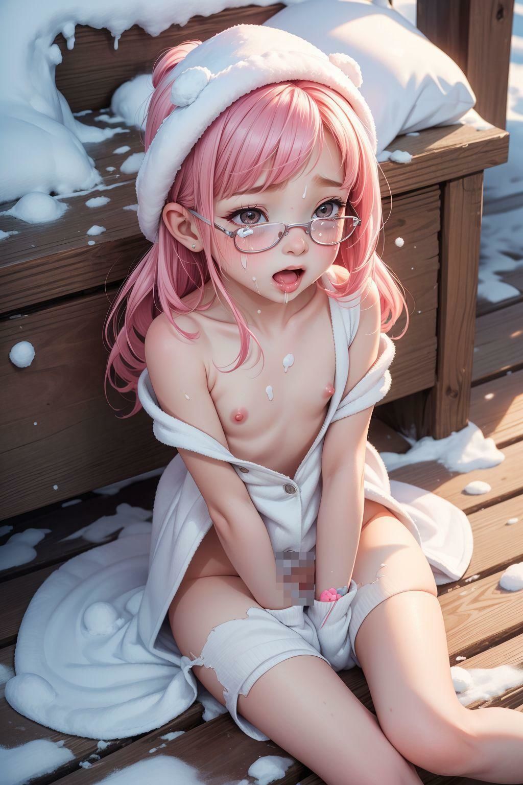 ちっぱい童顔冬の露出