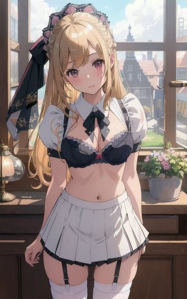金髪美女 下着姿で妄想 メイド美女特集
