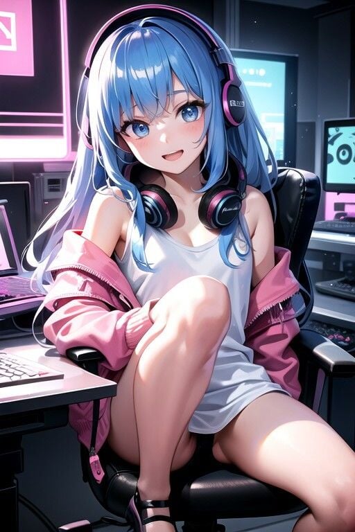 【青髪ゲーマー女子校生】緊縛拘束され強●高圧中出し