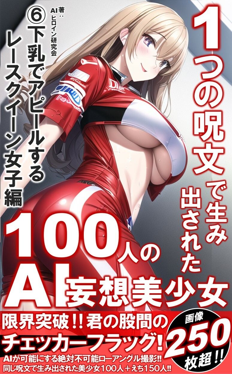 1つの呪文で生み出された100人のAI妄想美少女-6【下乳でアピールするレースクイーン女子編】