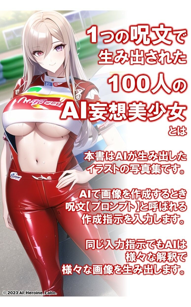1つの呪文で生み出された100人のAI妄想美少女-6【下乳でアピールするレースクイーン女子編】
