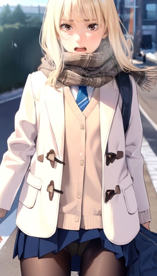 黒タイツの季節+風のいたずら