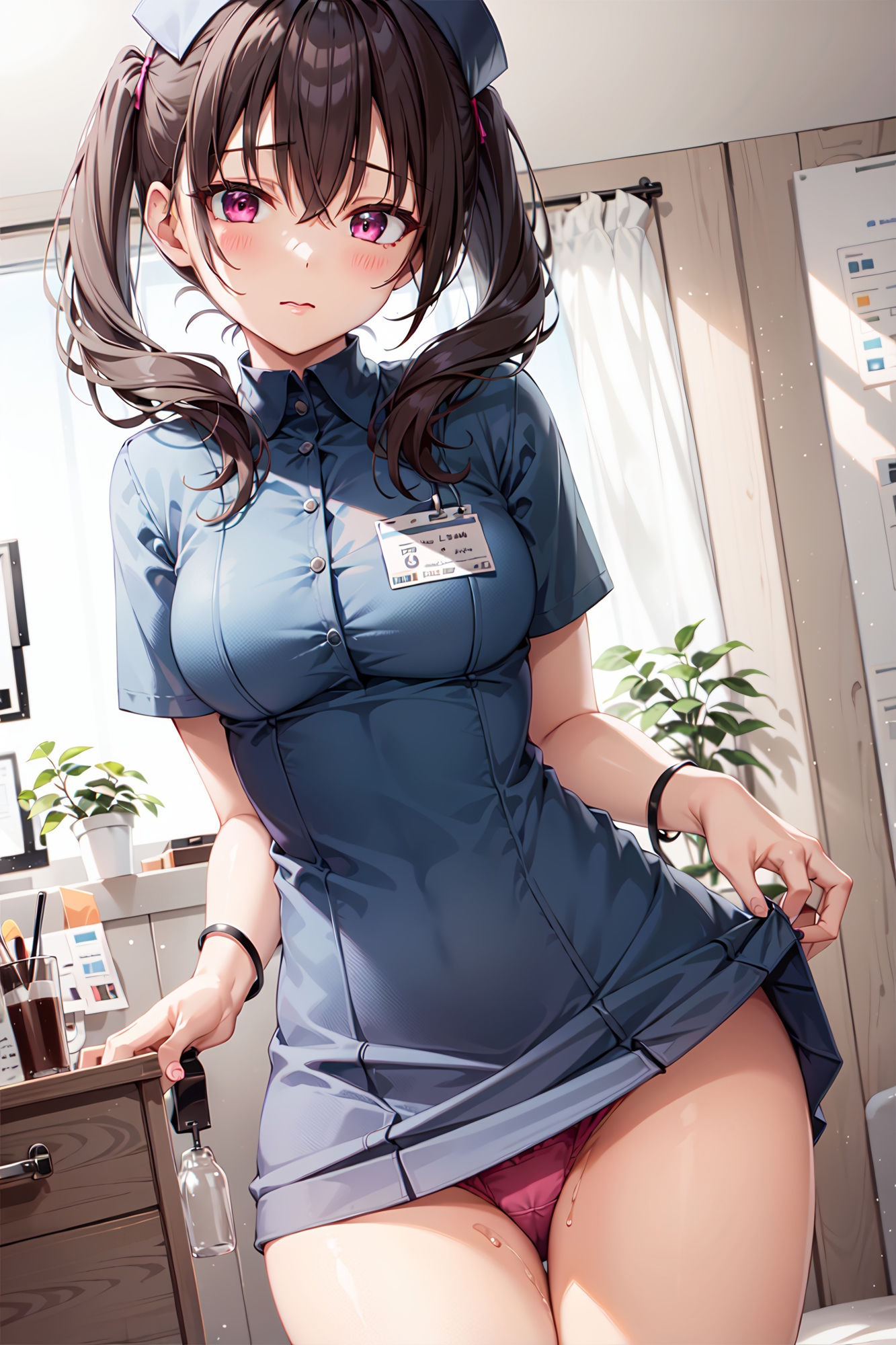 おパンツ見せてくれるナース たくし上げ