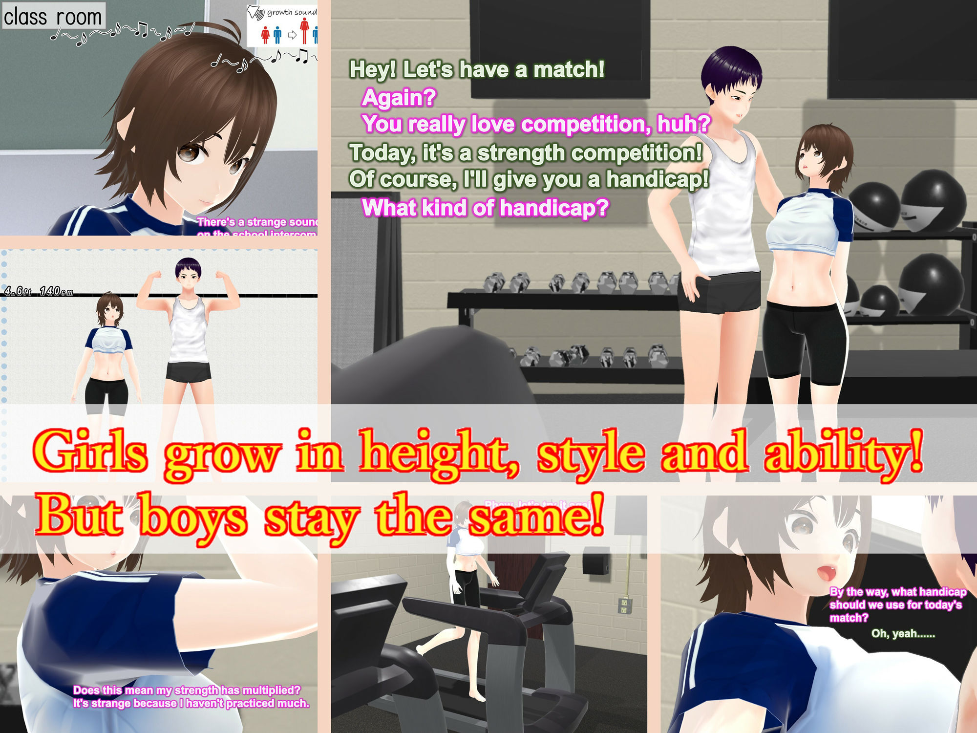 Outgrowing only girls， Overtake boys， Growth sound dumbbells Arc