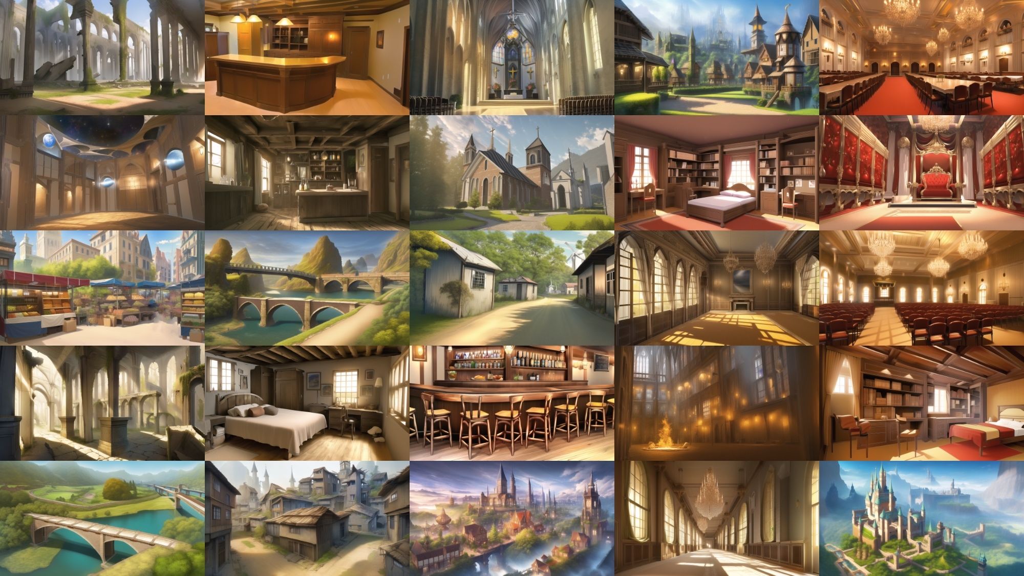 【アニメ調の幻想系背景】著作権フリーの高解像度画像（100枚）