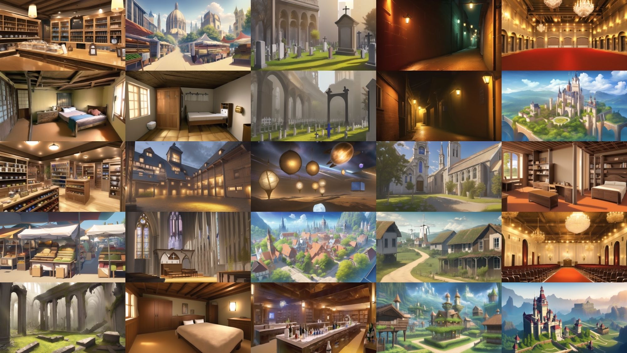 【アニメ調の幻想系背景】著作権フリーの高解像度画像（100枚）