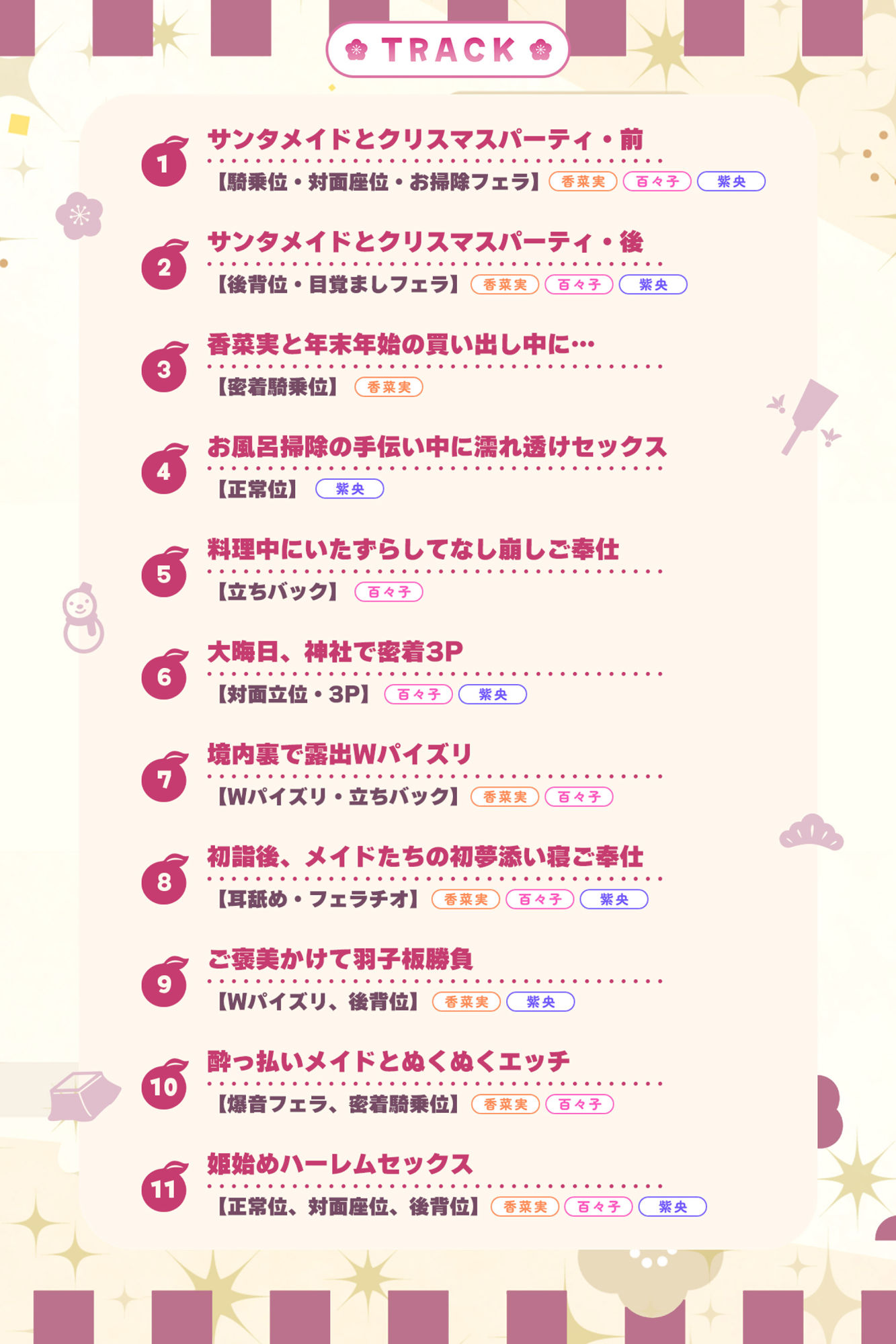 【特大収録!】性欲が強すぎる淫乱メイドのご奉仕ハーレム《年末年始(ホリディアラカルト)!!》 〜今年も来年も、いつまでも下品に喘がせて可愛がってくださいませ♪〜