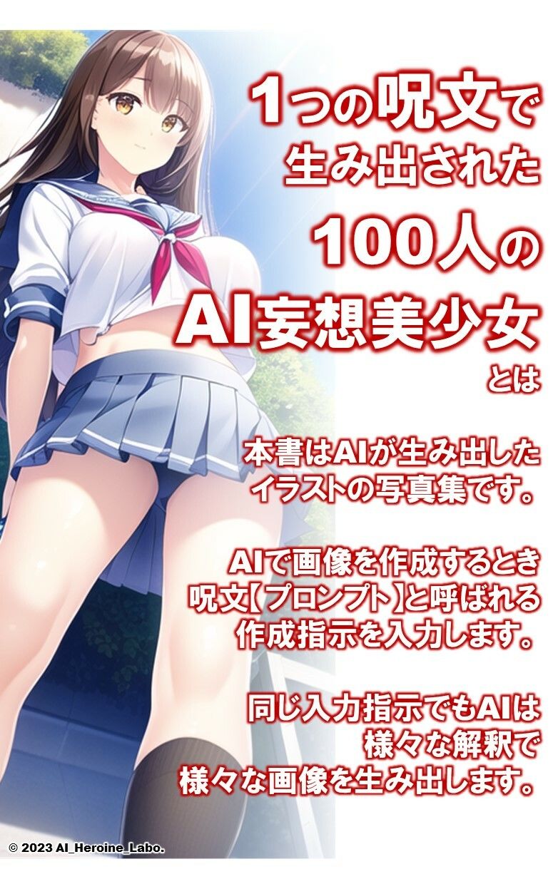 1つの呪文で生み出された100人のAI妄想美少女-7【へそ出しJKセーラー女子編】