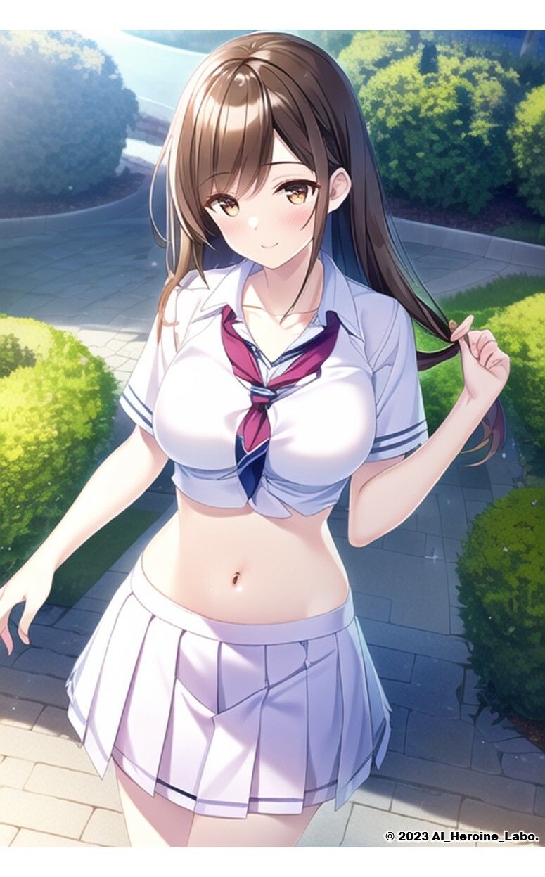 1つの呪文で生み出された100人のAI妄想美少女-7【へそ出しJKセーラー女子編】