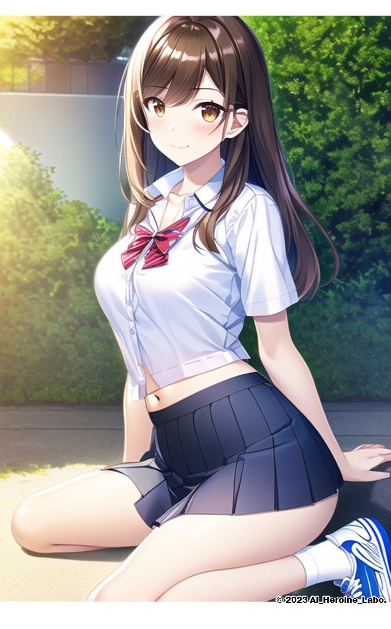 1つの呪文で生み出された100人のAI妄想美少女-7【へそ出しJKセーラー女子編】