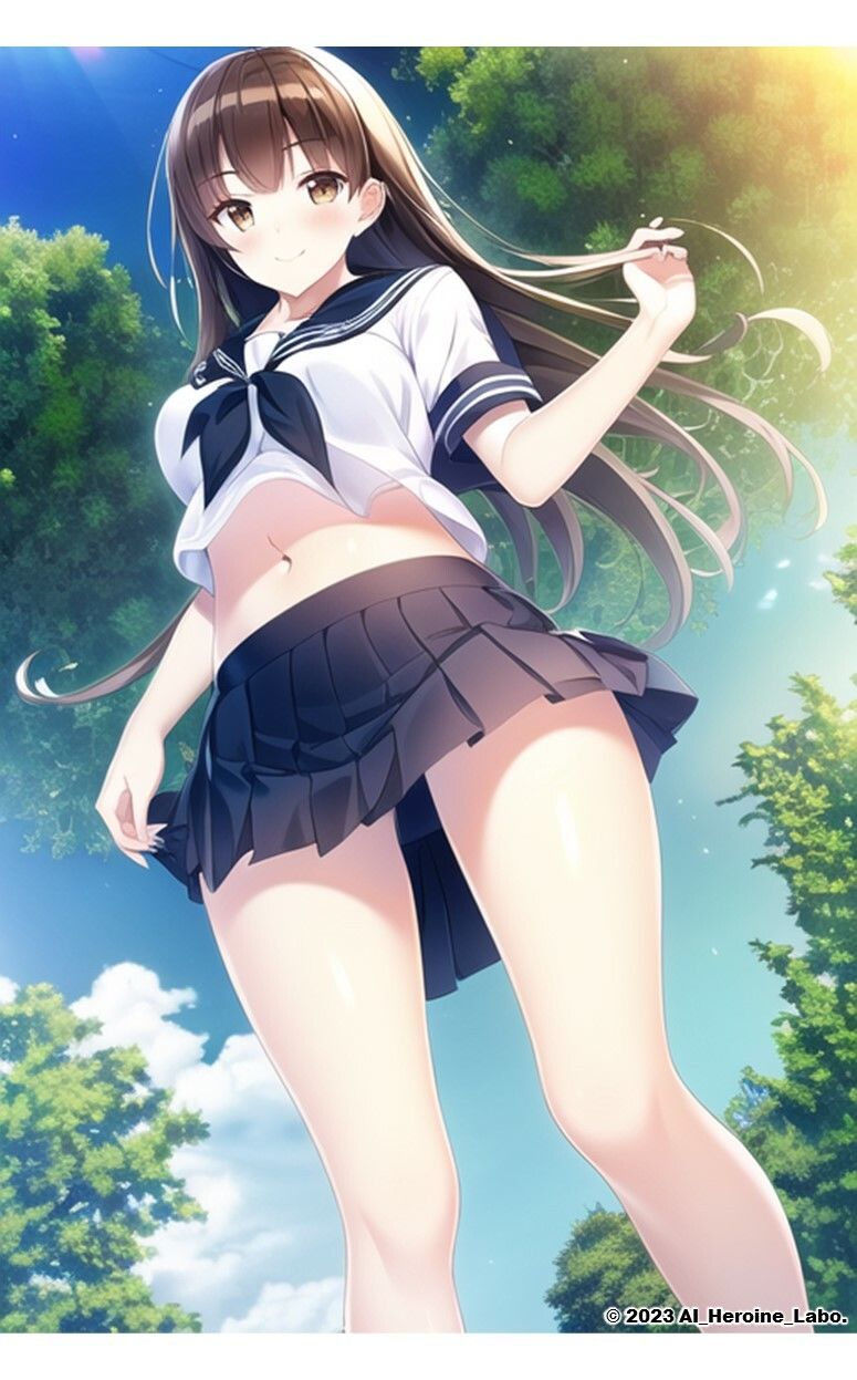 1つの呪文で生み出された100人のAI妄想美少女-7【へそ出しJKセーラー女子編】