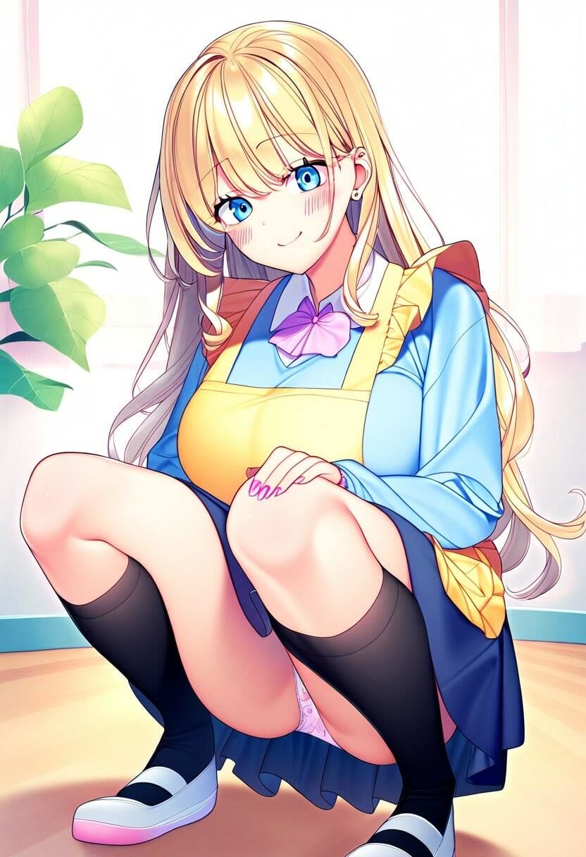 天然の巨乳保育士がパンチラで色仕掛け