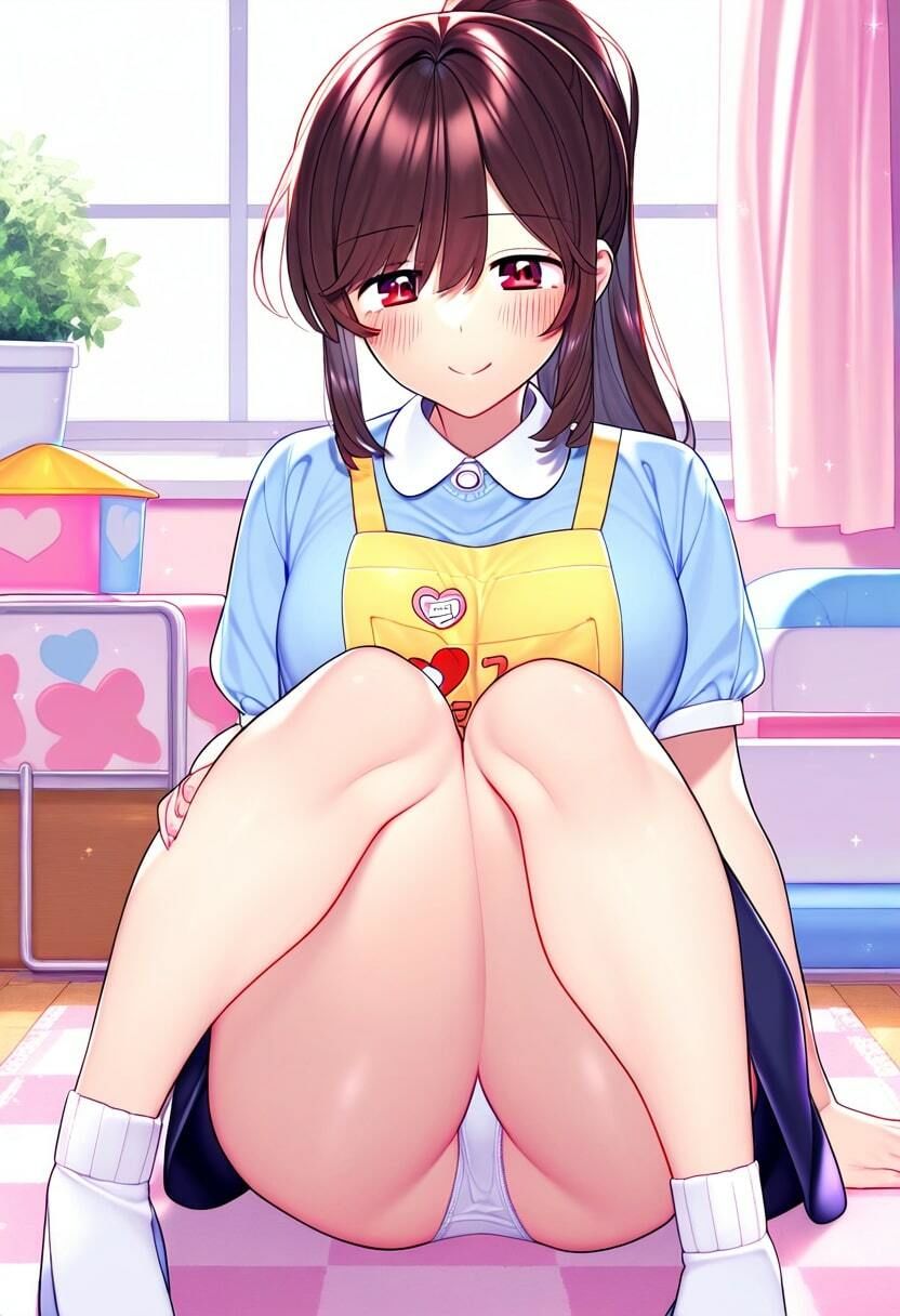 天然の巨乳保育士がパンチラで色仕掛け