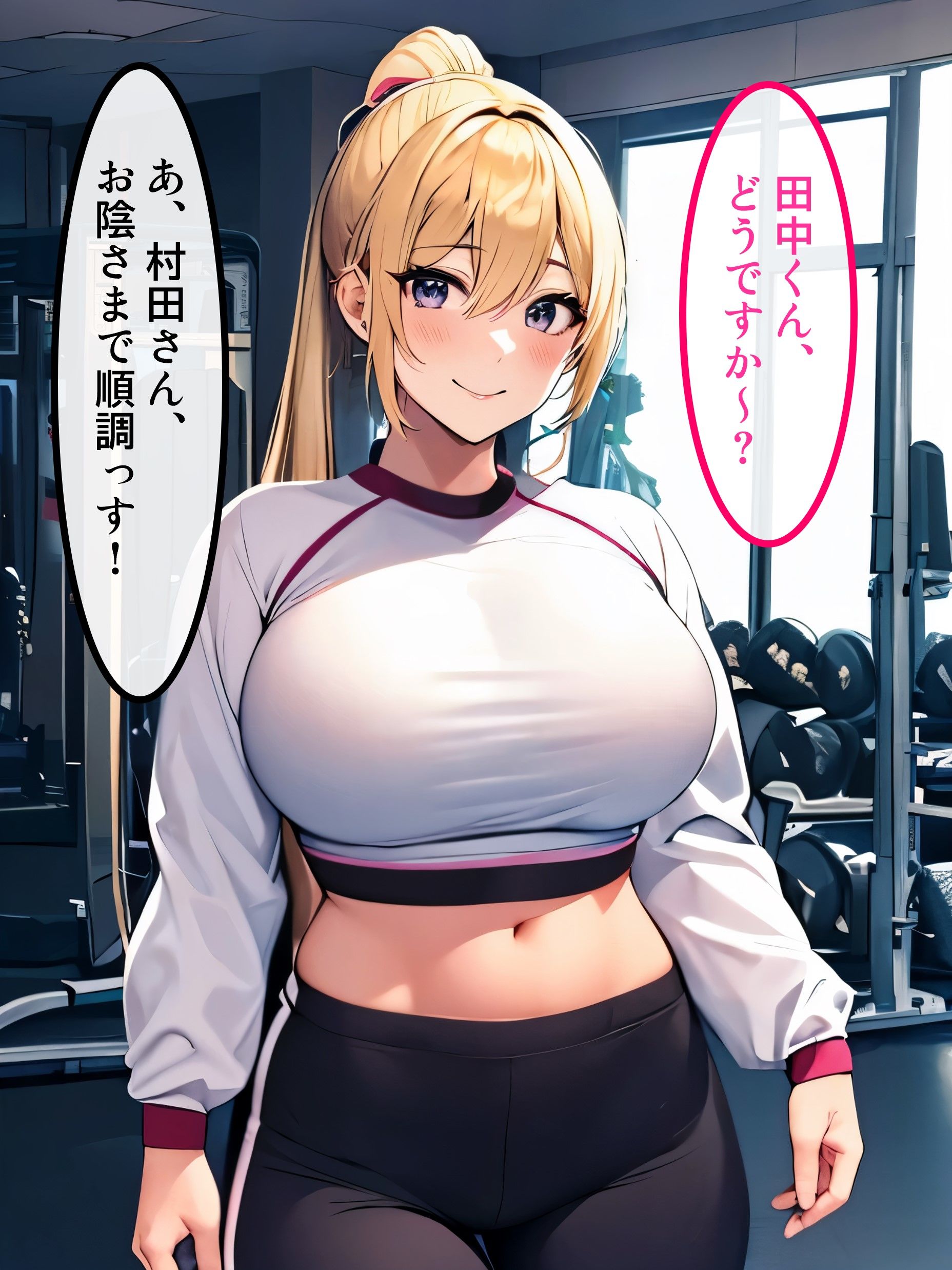 ジムトレーナーの金髪巨乳の人妻が俺との交尾でイかされ寝取られちゃう話