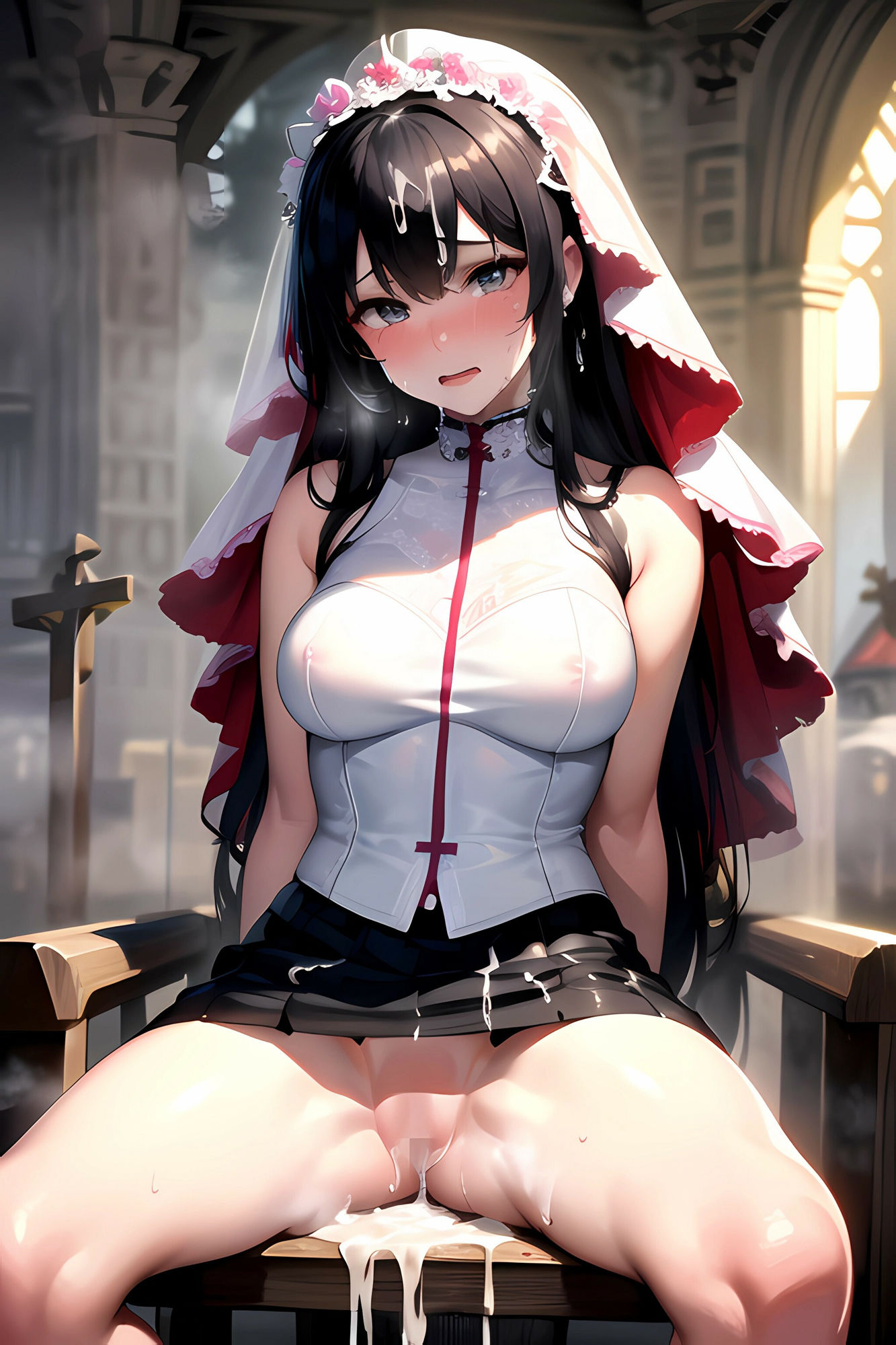 ウエディングドレス花嫁に神聖な教会で強●中出し射撃