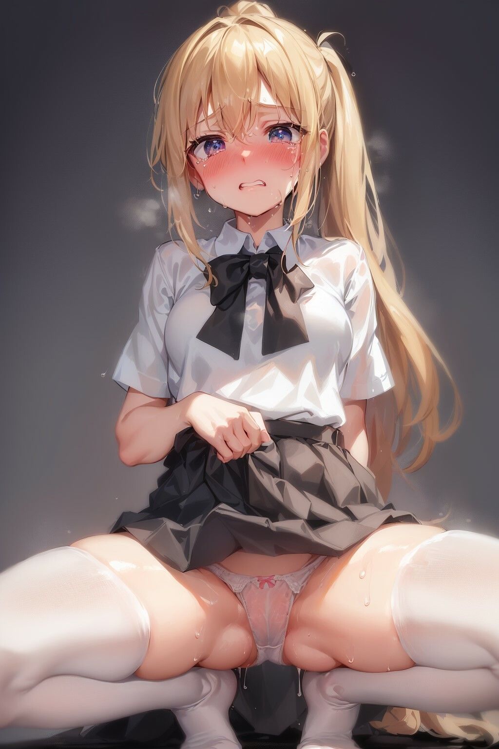 泣きながらパンツを見せる少女達