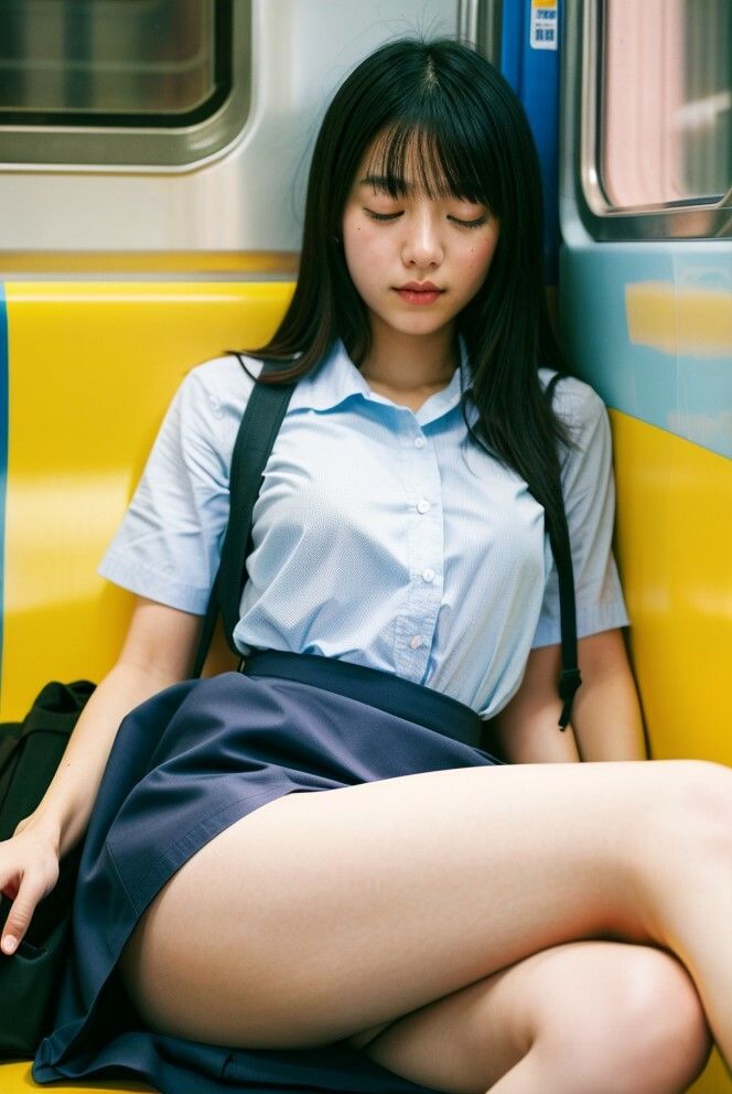電車で盗撮!お嬢様女子大生の居眠り姿