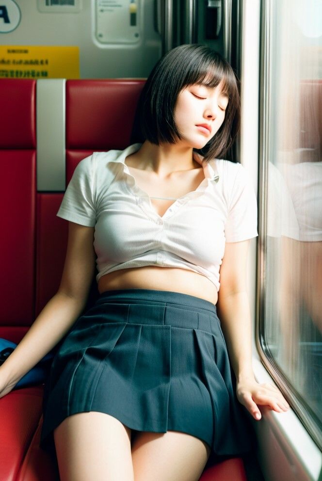 電車で盗撮!お嬢様女子大生の居眠り姿