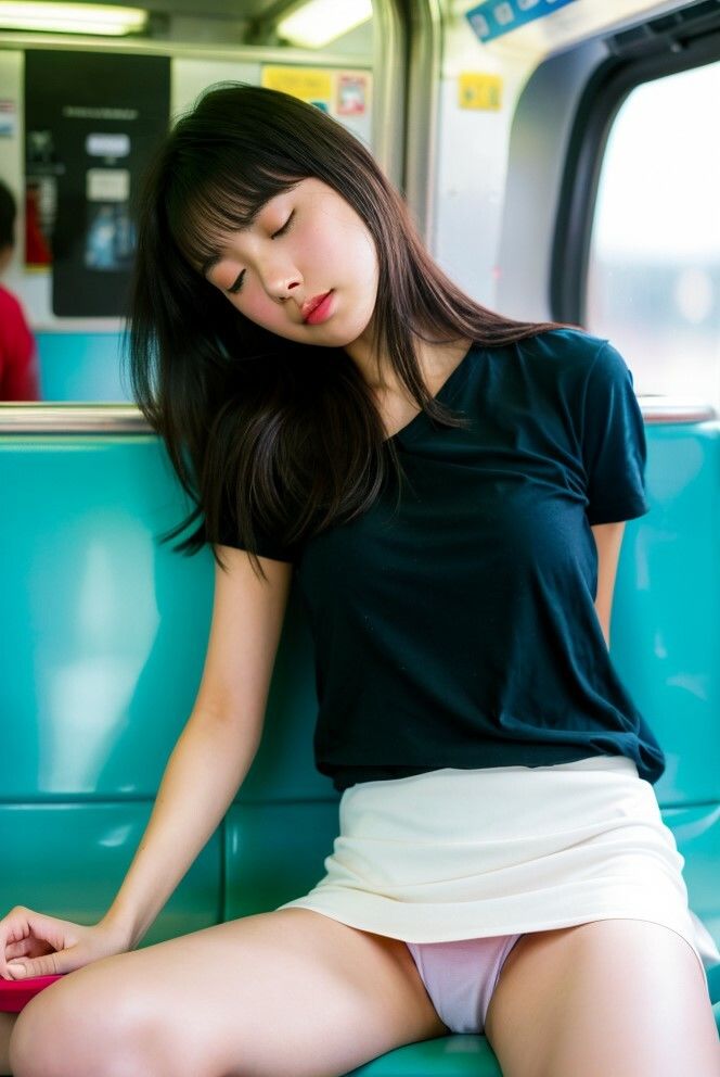 電車で盗撮!お嬢様女子大生の居眠り姿