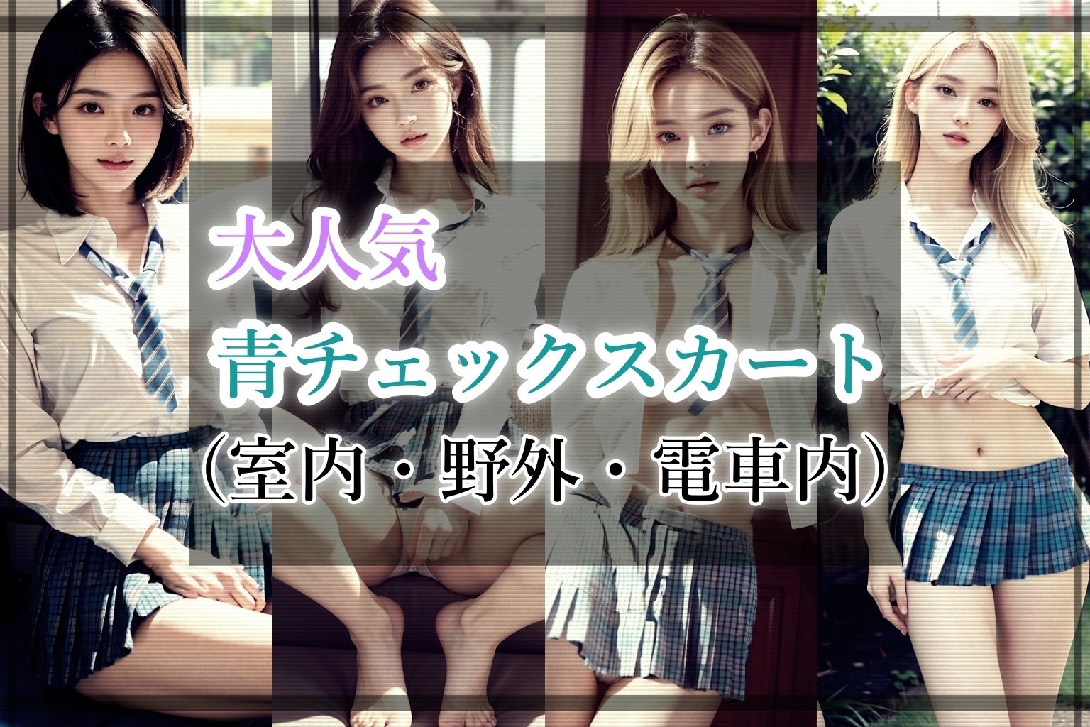 青チェックスカートのJKを透視撮影