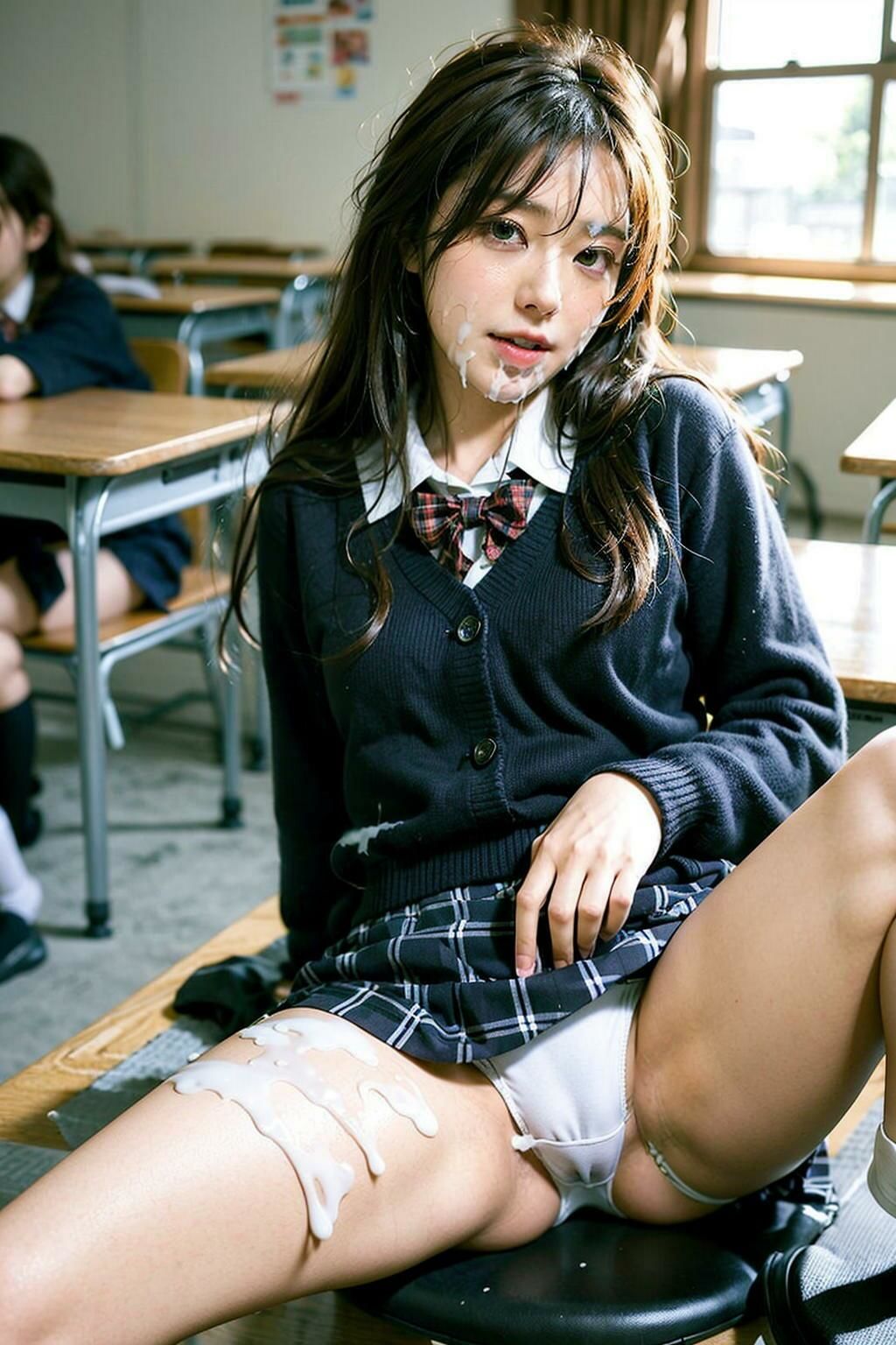 【クラスメートに教室で顔射】たくさん出ちゃった！