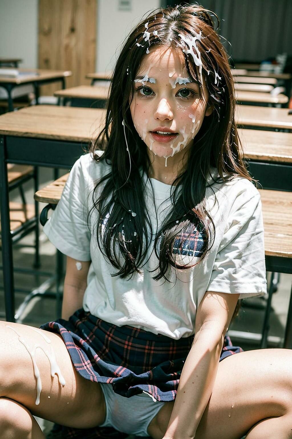 【クラスメートに教室で顔射】たくさん出ちゃった！