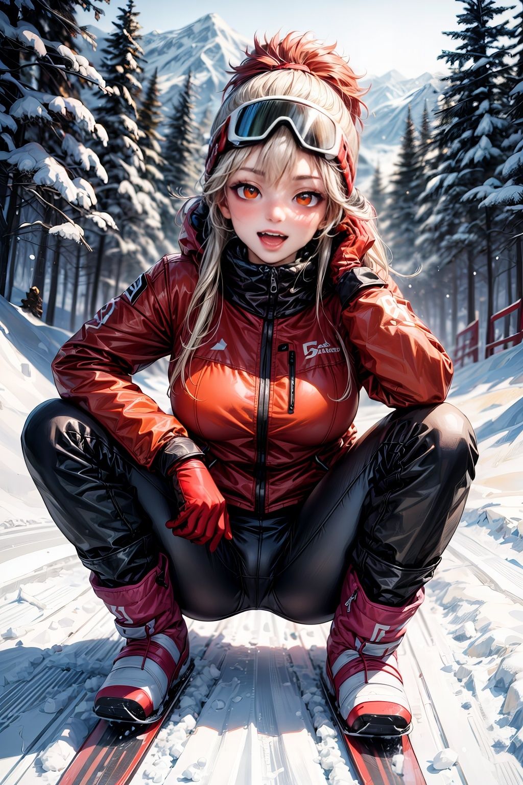 私をスキーで愛撫して