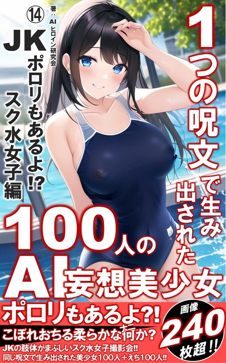 1つの呪文で生み出された100人のAI妄想美少女-14【ポロリもあるよ?! JKスク水女子撮影会編】