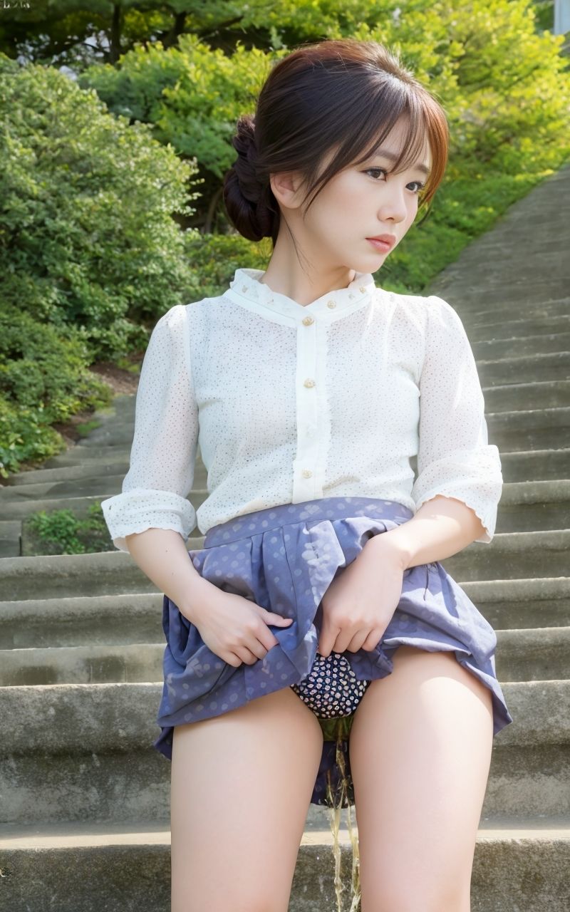 ミニスカパンチラおもらし