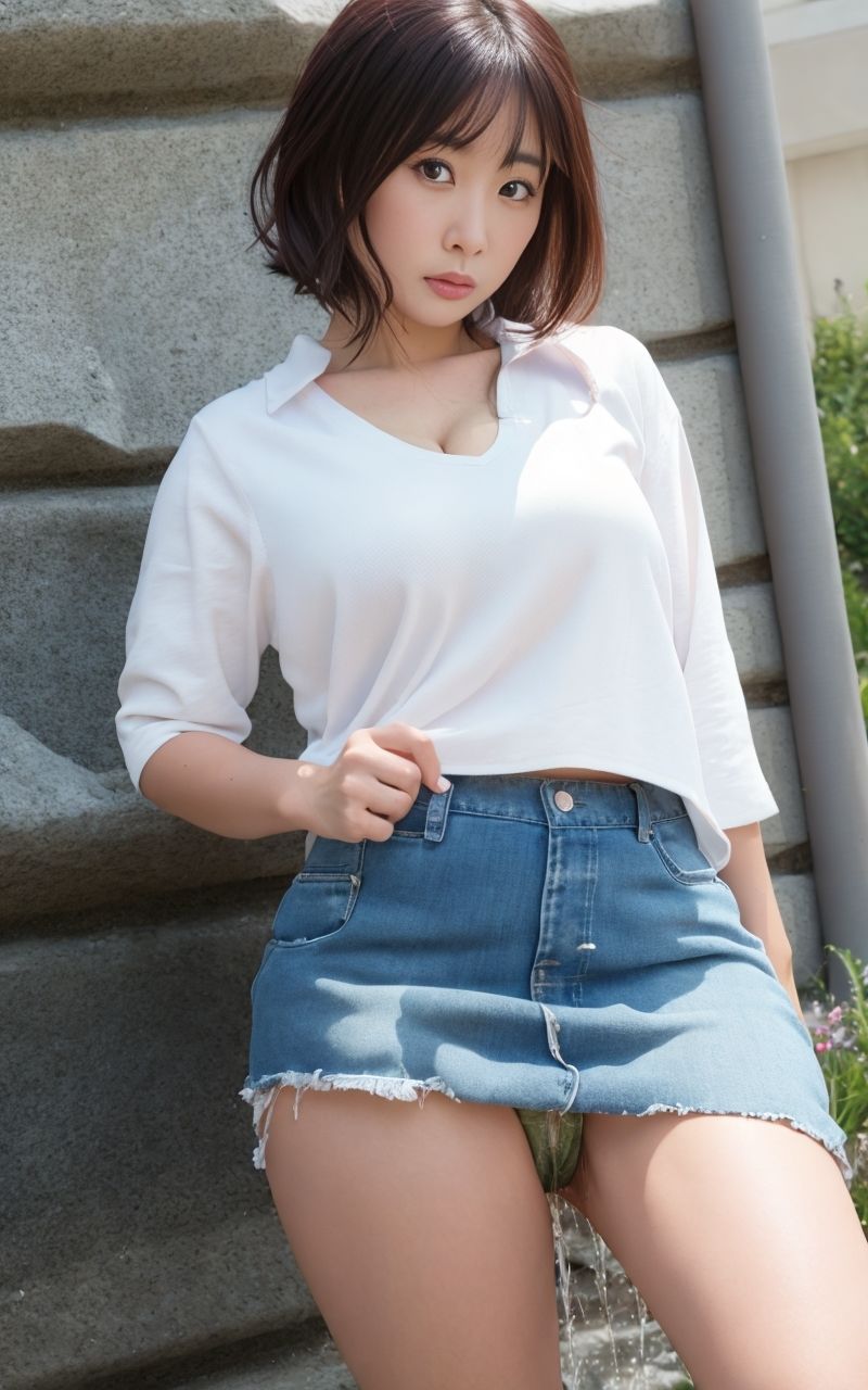 ミニスカパンチラおもらし