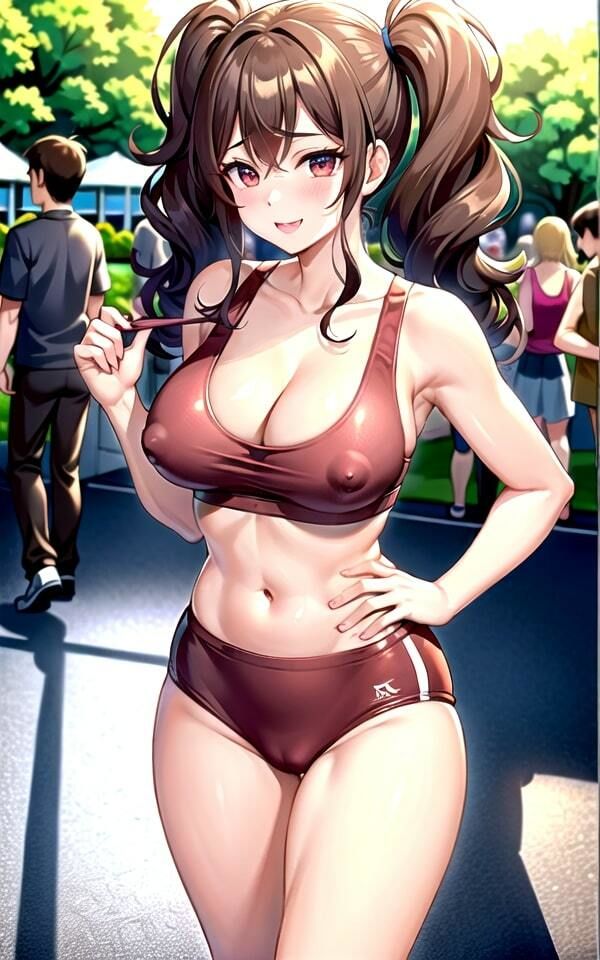 エロ巨乳丸出しで昼間から公園散歩してる女子たち