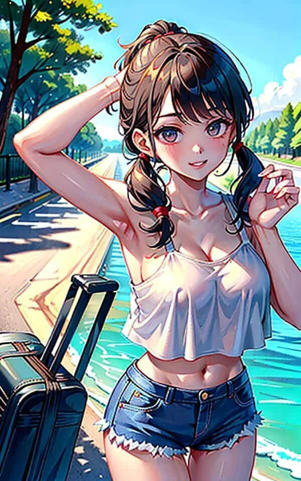 爆乳女子のエロすぎ海岸通りヒッチハイク