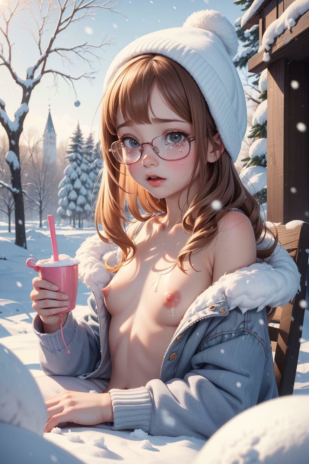 ちっぱいは冬でも露出したくなる