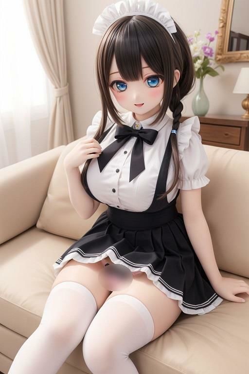 メイドの座りパンチラ