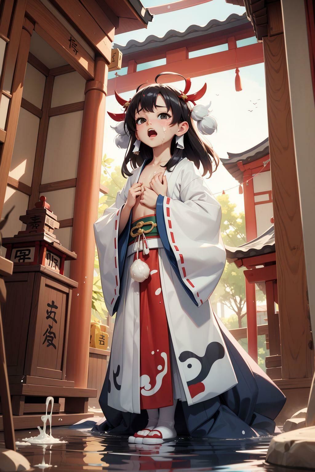 ちっぱい巫女の密かな痴態
