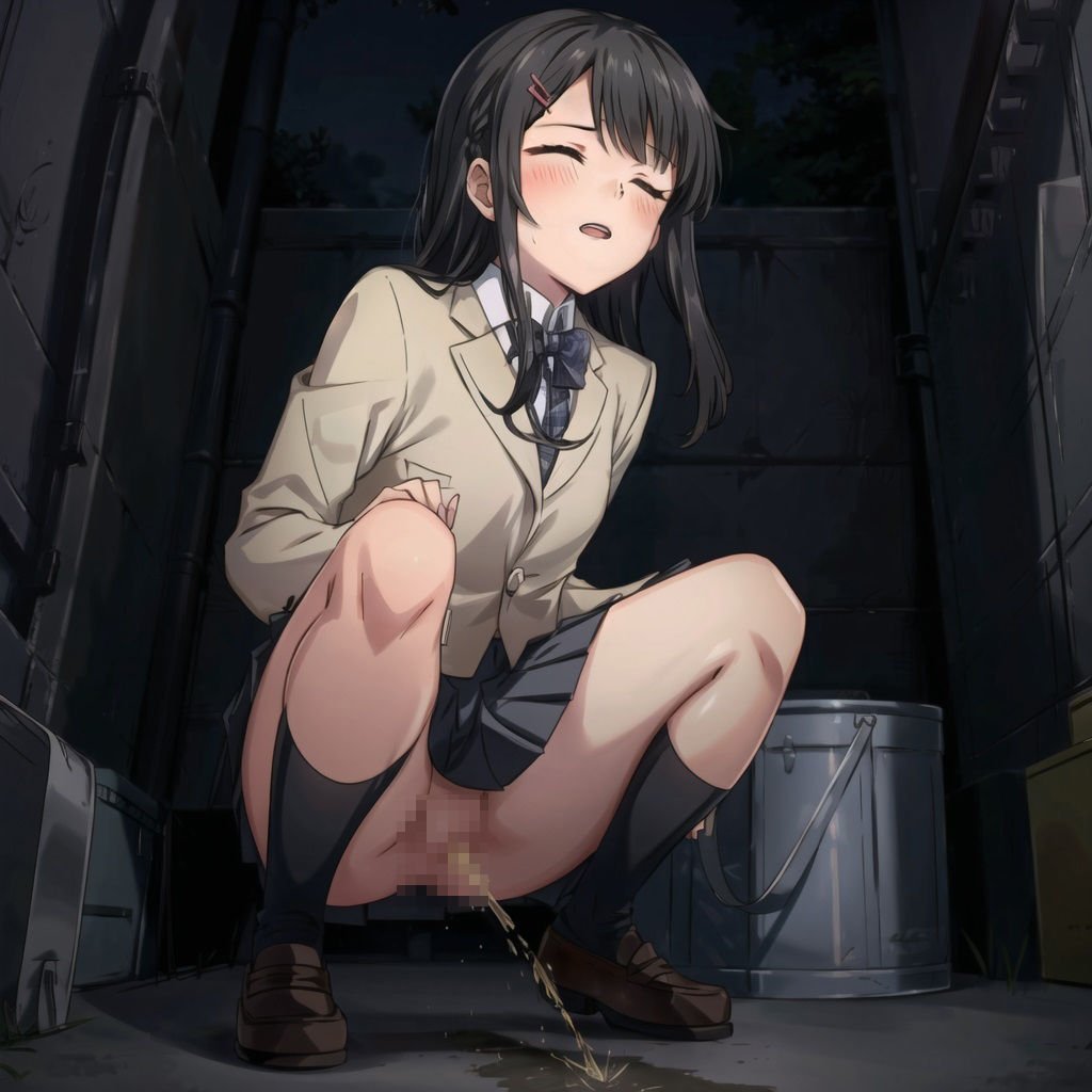 見られちゃった…野外おしっこ女子◯生(アニメ絵)