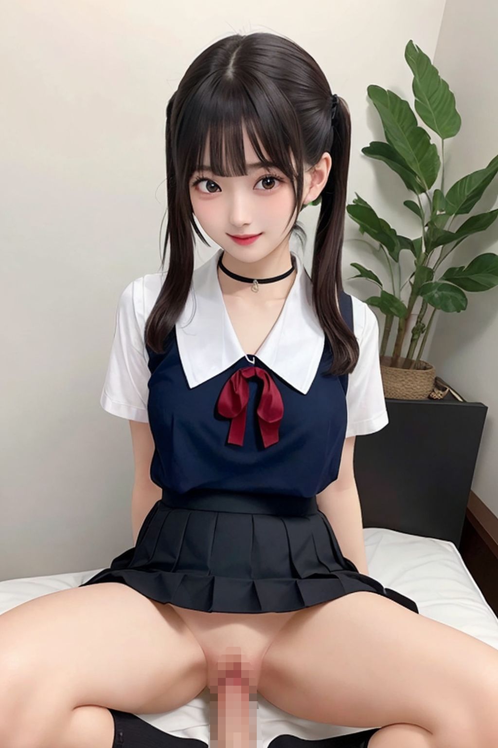 開脚女子校生 ツインテール編