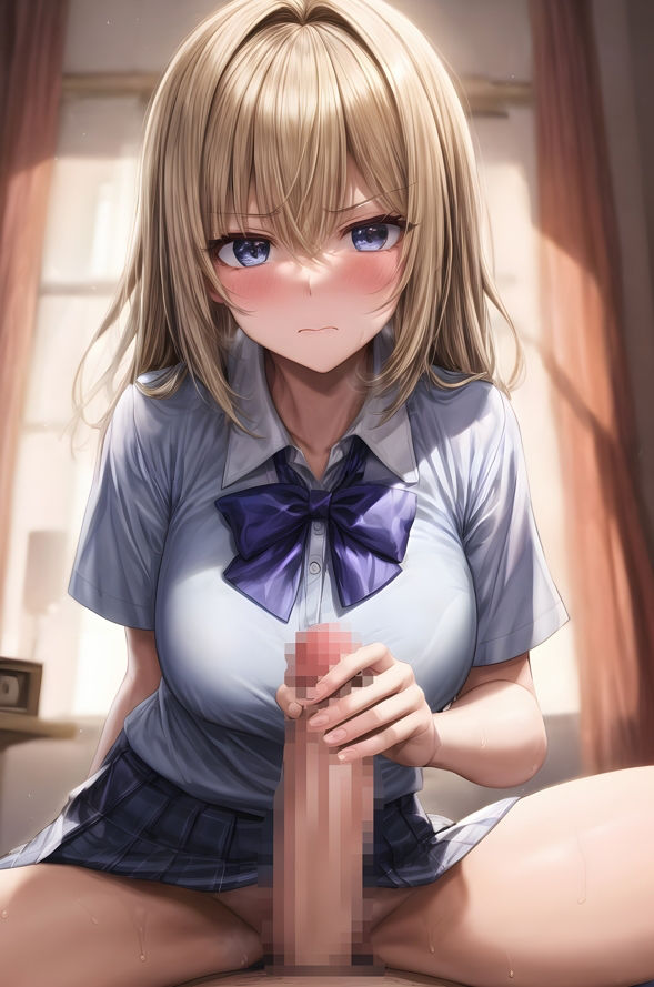 嫌そうな顔しながら手コキしてくれる女学生