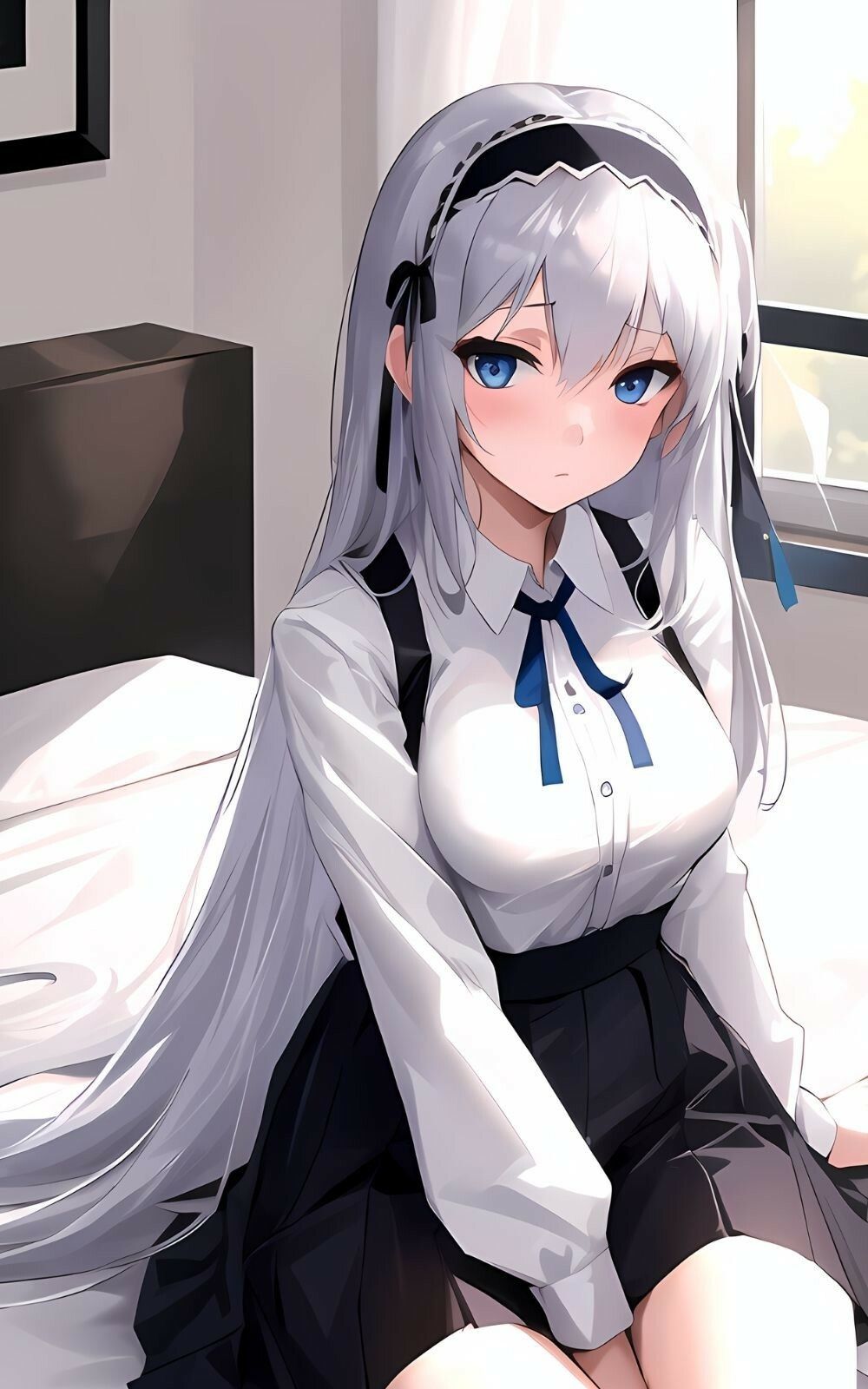 銀髪ロングハーフ女子校生とえちえちライフ