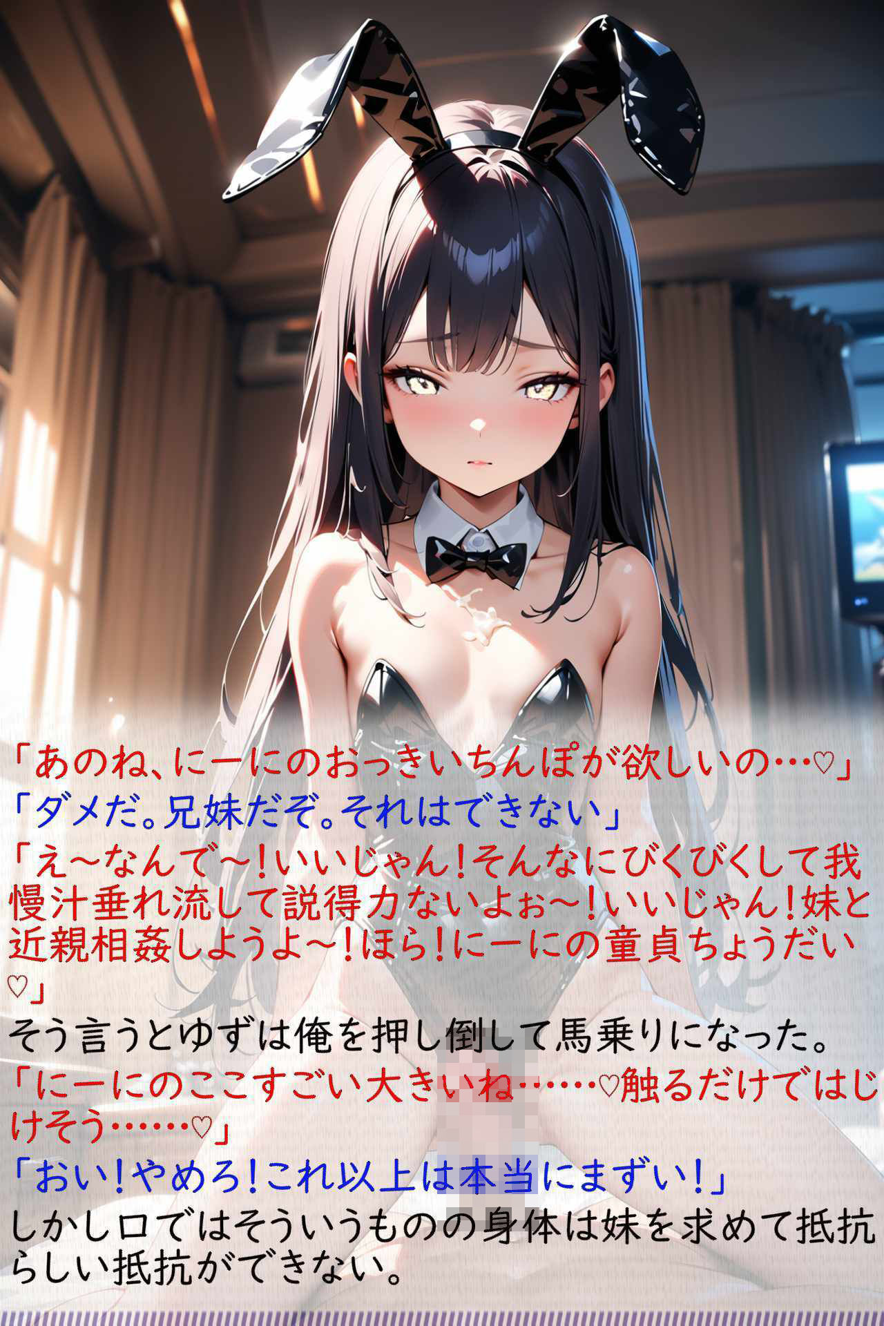 妹の貧乳バニーコスで勃起したら一線越えてしまった件