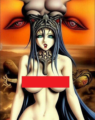 ホラーアート:君は何気におっぱいを見つめる、その時、悪魔は君を見つめている。