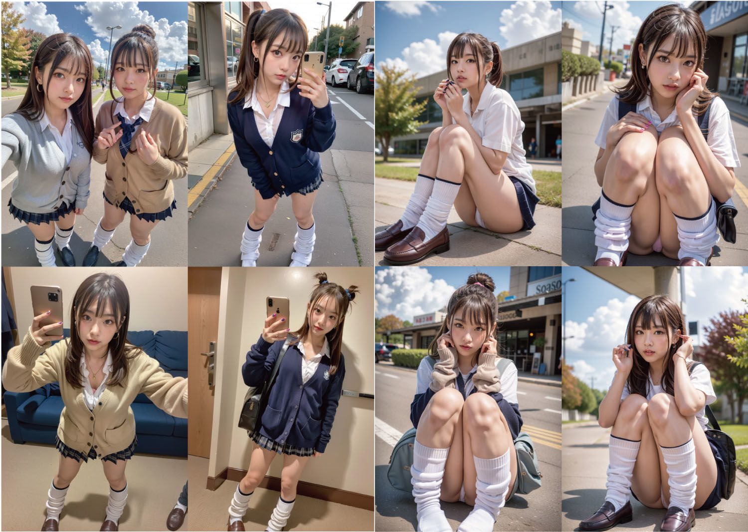 【セリフ動画付き】まん開女子校生!どすけべルーズソックスギャルJK集合!