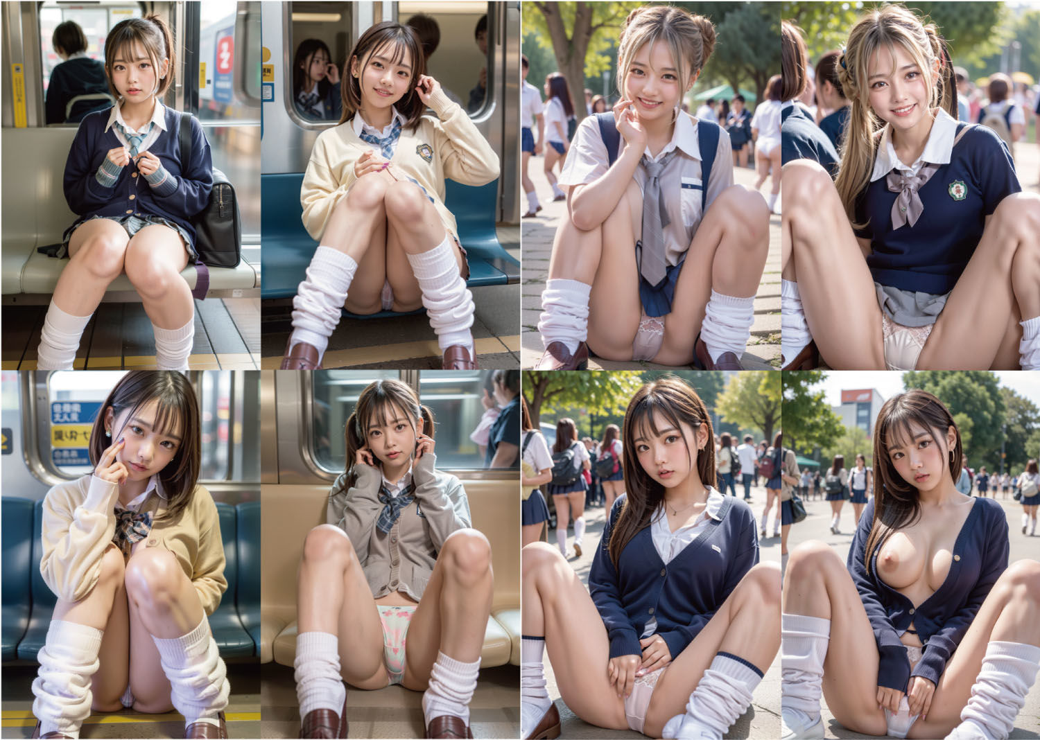 【セリフ動画付き】まん開女子校生!どすけべルーズソックスギャルJK集合!