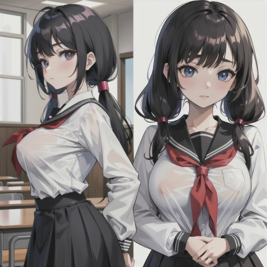 ツインテールの巨乳美少女がブラ忘れてます！