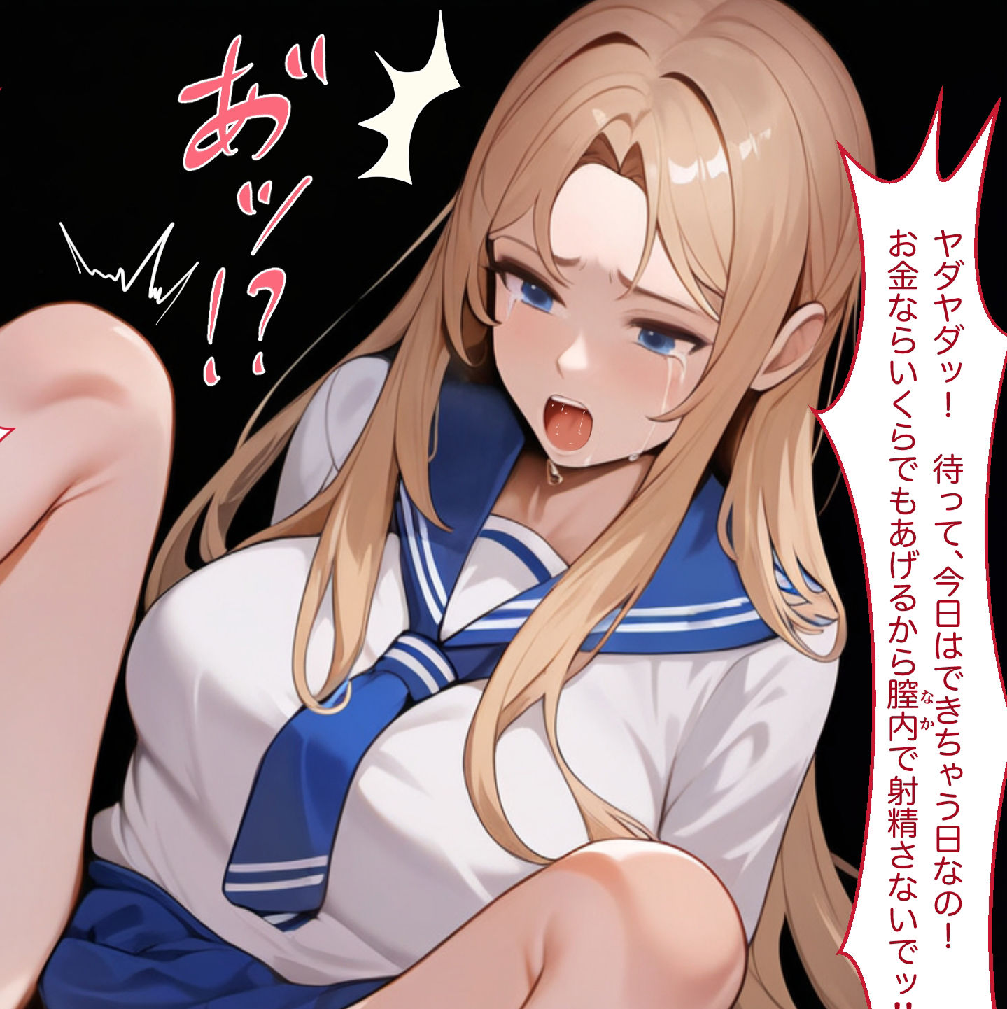 金髪ロング制服女子が拒否るも出されちゃうけしからんイラスト集