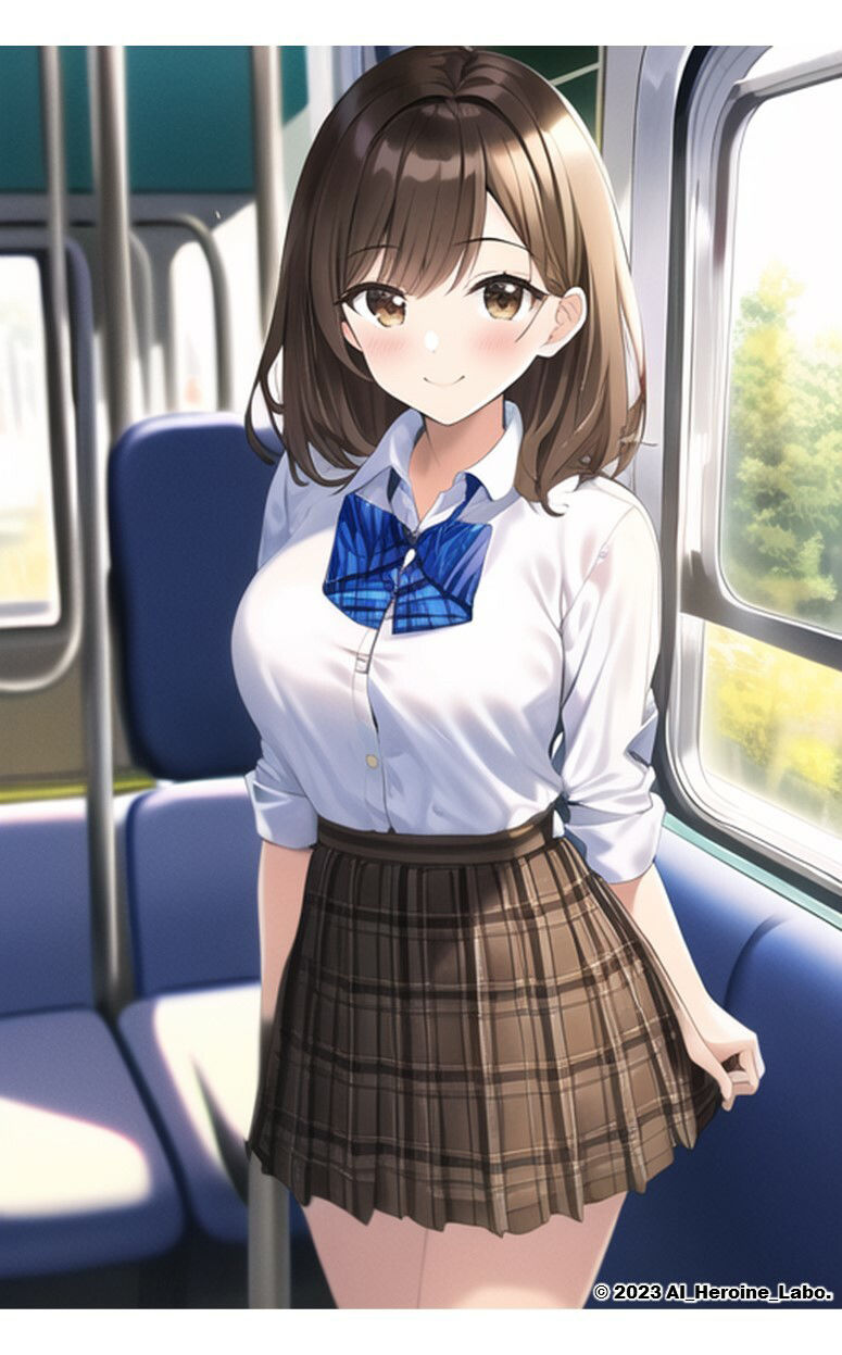 1つの呪文で生み出された100人のAI妄想美少女-20【電車で気になるJK白シャツ女子編】