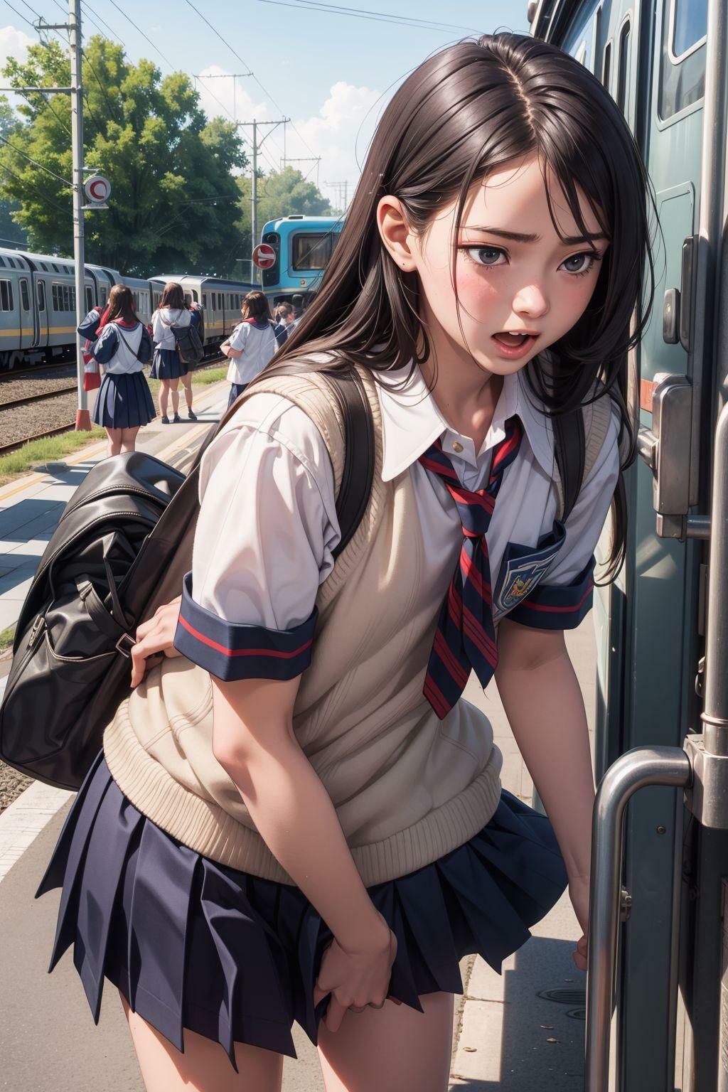 制服少女に触っちゃOH!